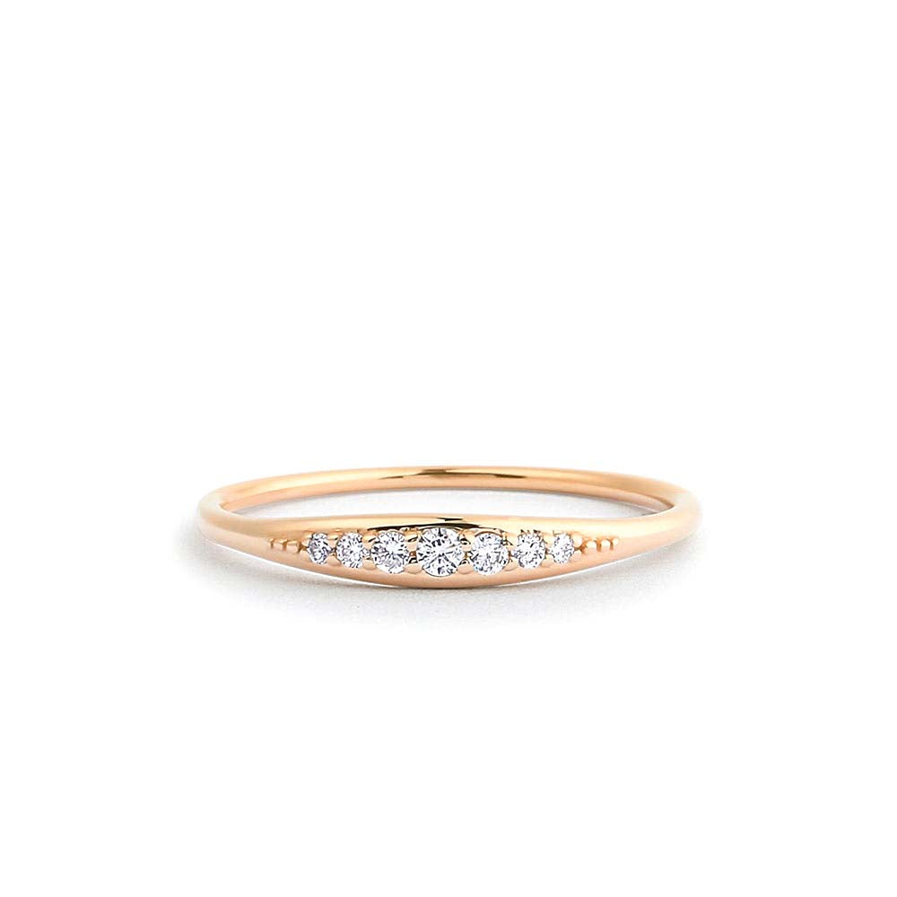 Graduating Diamond Wedding Band in 14K Gold — view 4