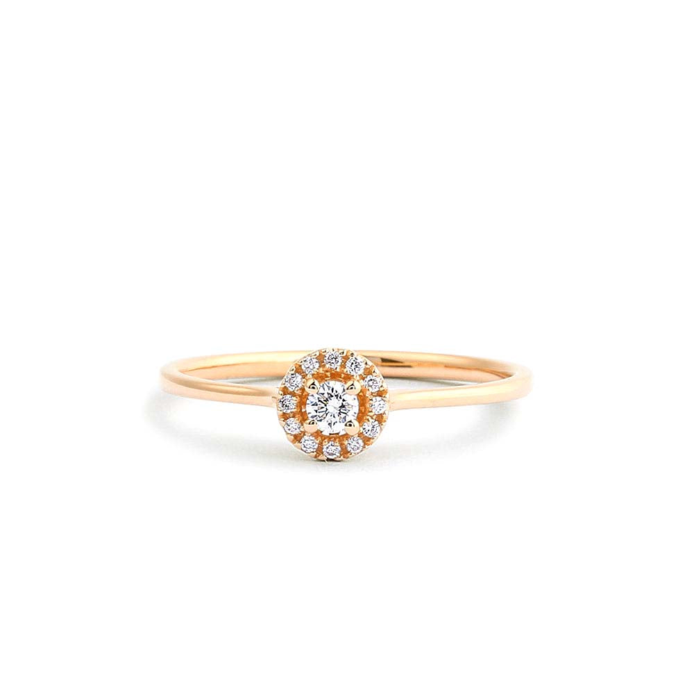 Halo Diamond Ring in 14K Gold — view 4