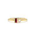 Baguette Ruby and Diamond Ring in 14K Gold — view 1