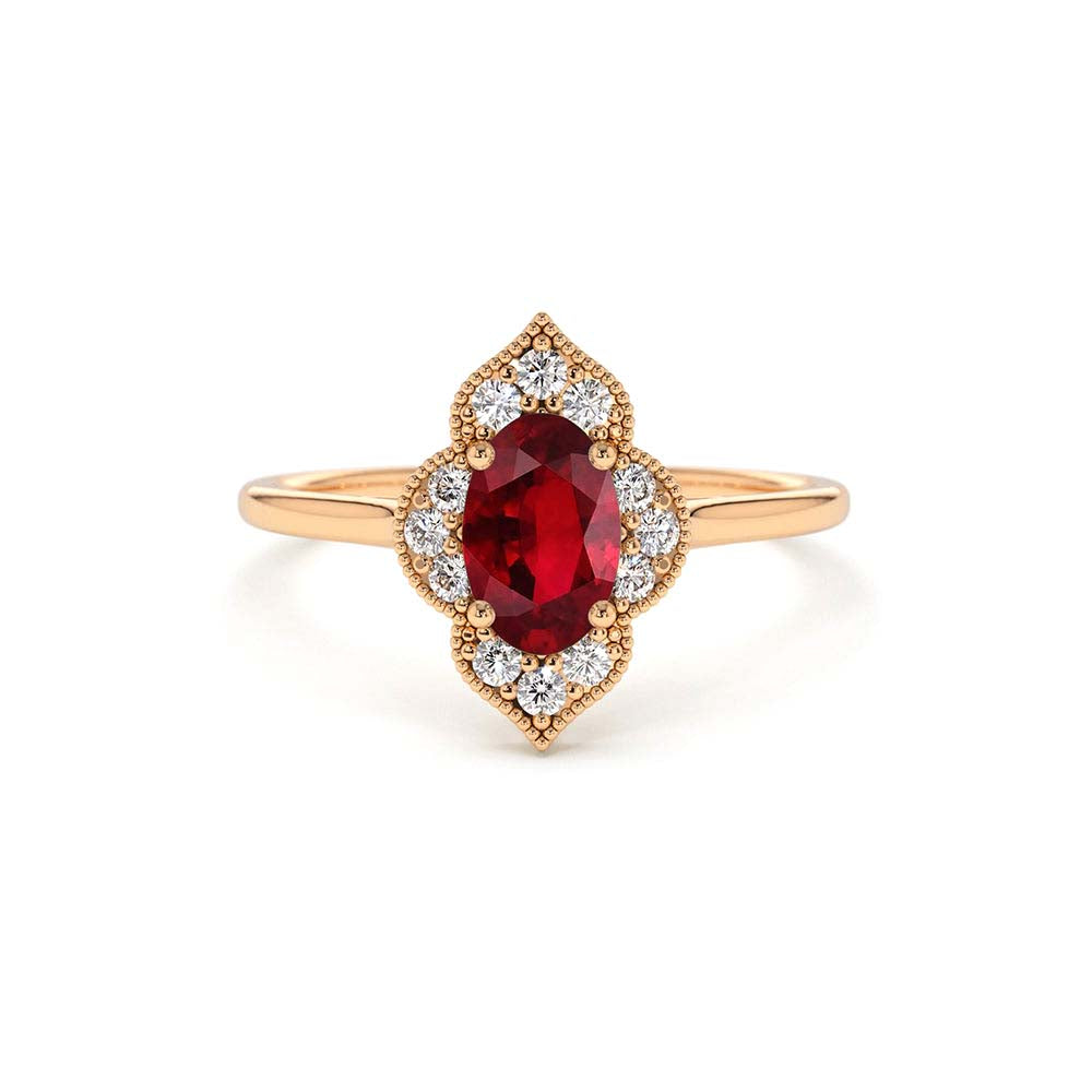 Victorian Genuine Ruby Ring in 14K Gold — view 4