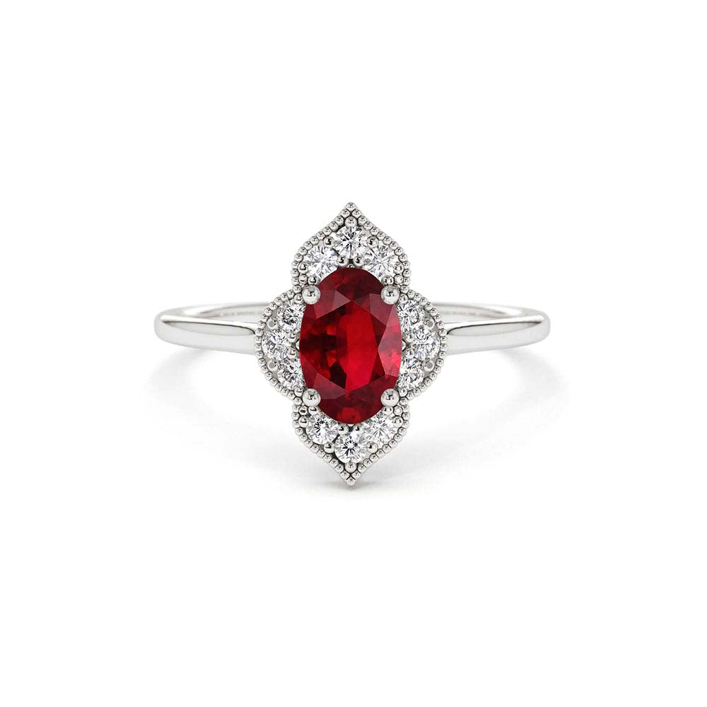 Victorian Genuine Ruby Ring in 14K Gold — view 3