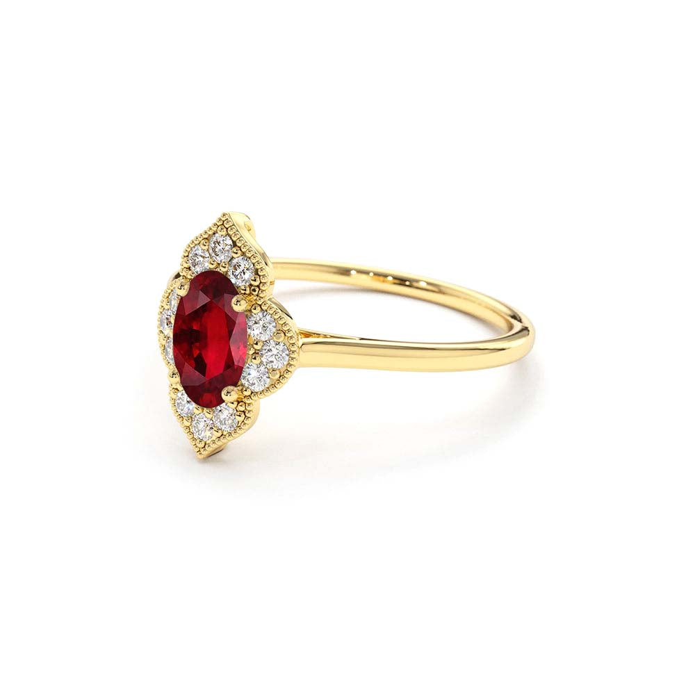 Victorian Genuine Ruby Ring in 14K Gold — view 2