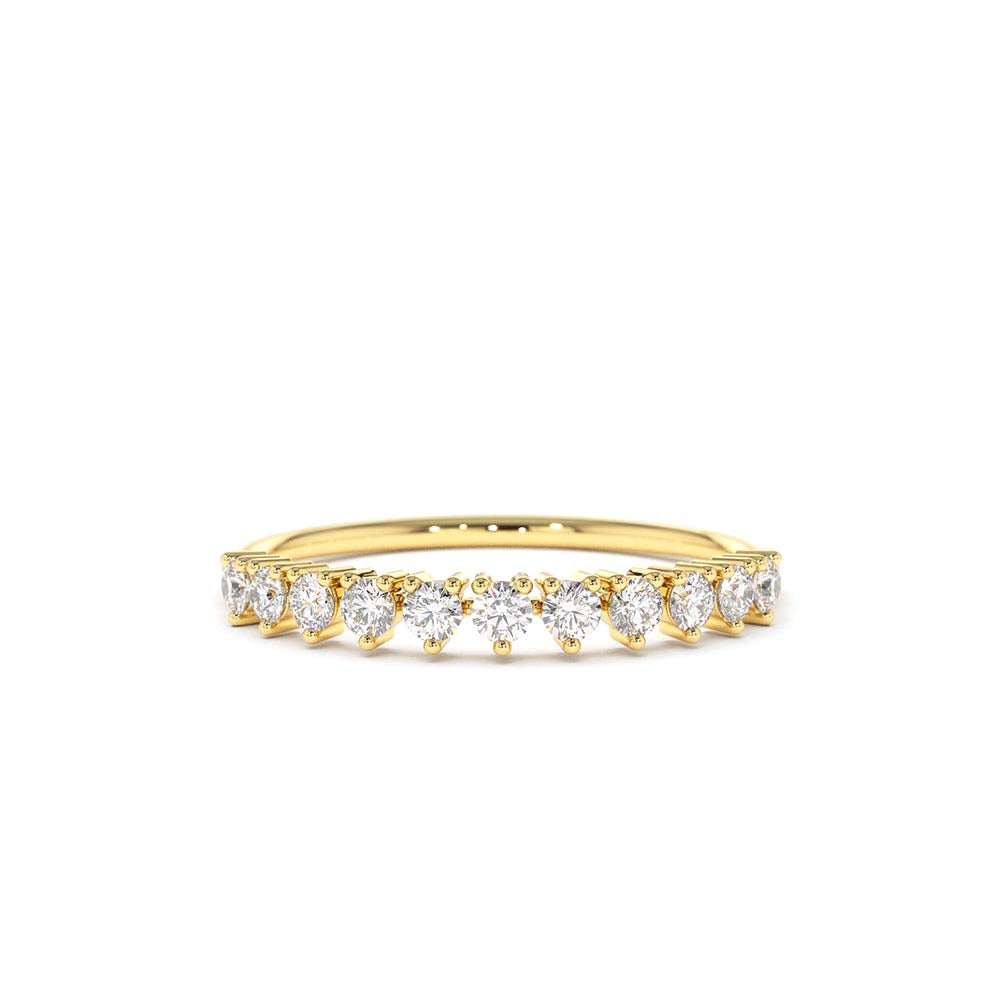 3 Prong Diamond Wedding Ring in 14K Gold — view 1