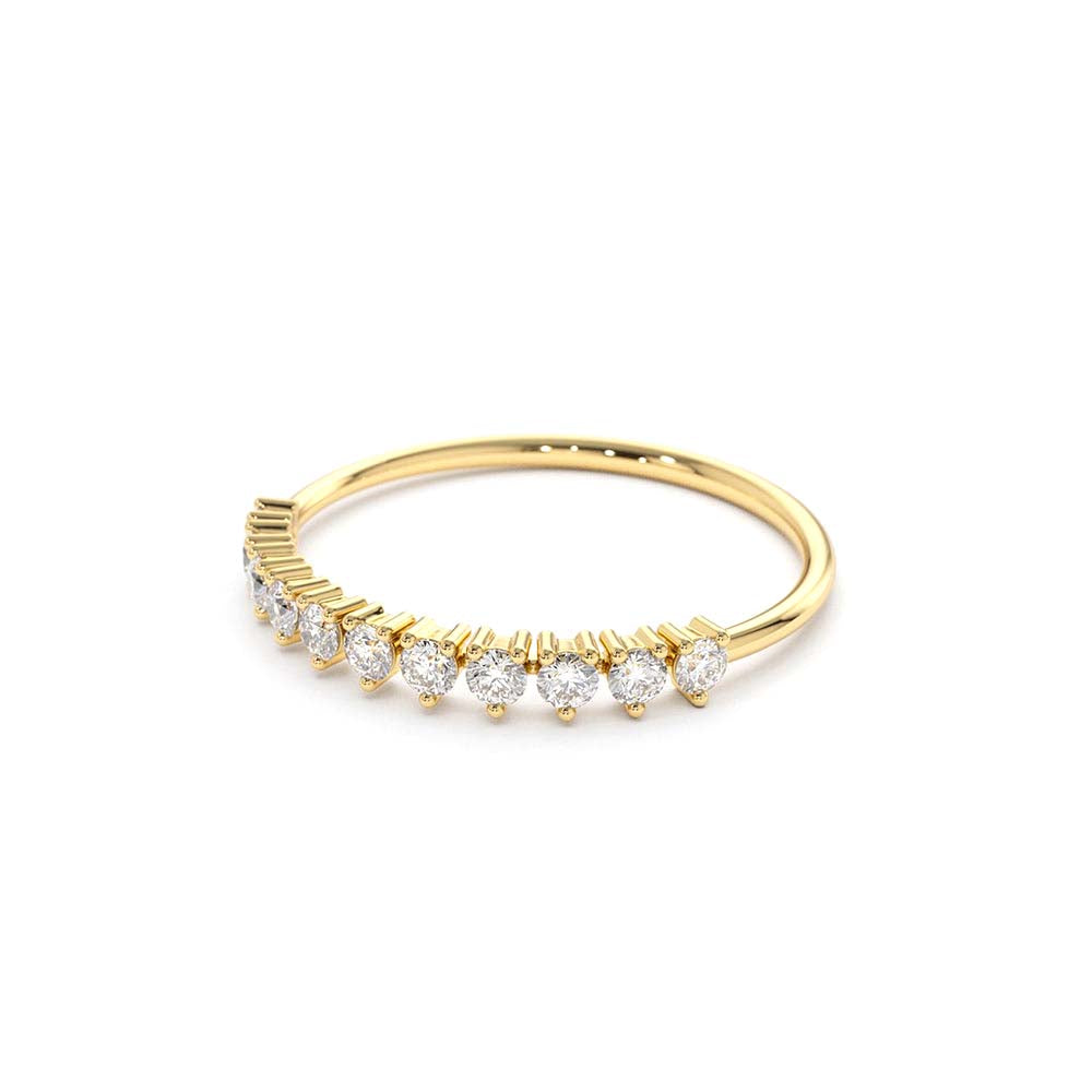 3 Prong Diamond Wedding Ring in 14K Gold — view 2