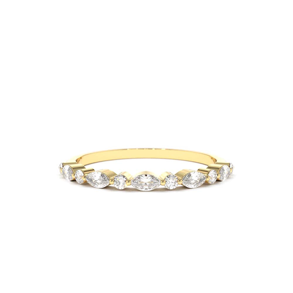 Marquise and Round Diamond Ring in 14K Gold — view 1