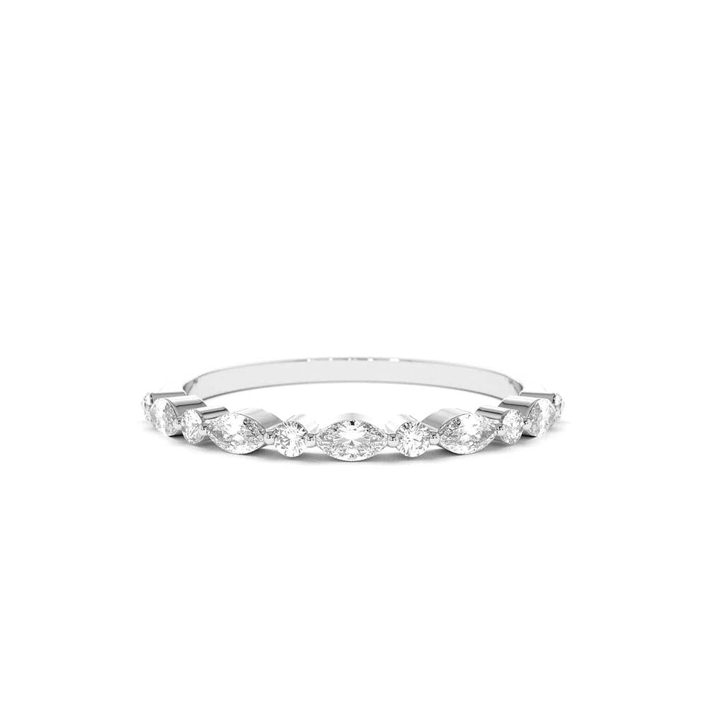 Marquise and Round Diamond Ring in 14K Gold — view 3