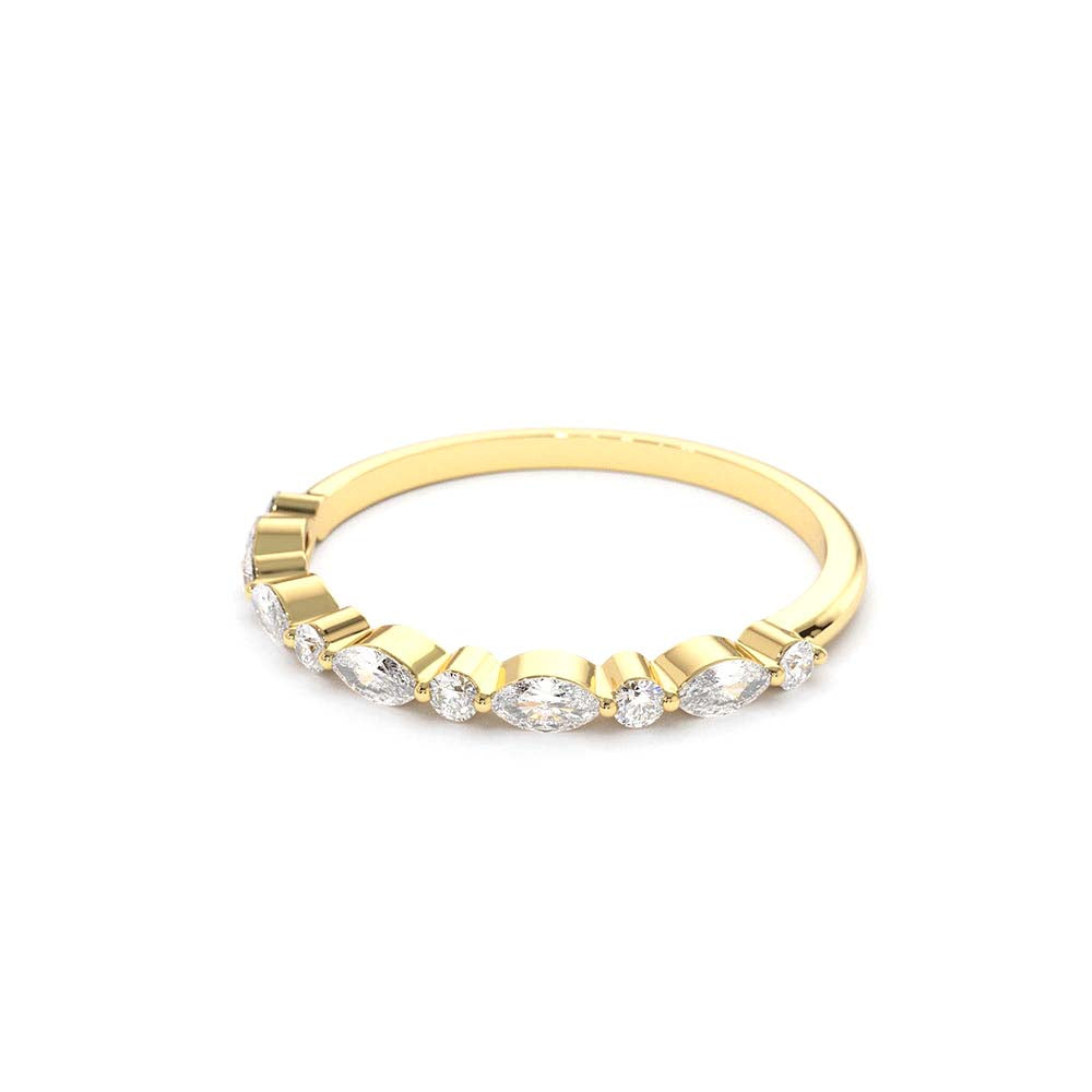 Marquise and Round Diamond Ring in 14K Gold — view 2