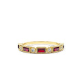 Baguette Ruby and Diamond Ring in 14K Gold — view 1