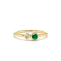 Bezel Setting Emerald and Diamond Ring in 14K Gold — view 1