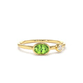 Oval Peridot and Diamond Ring in 14K Gold — view 1