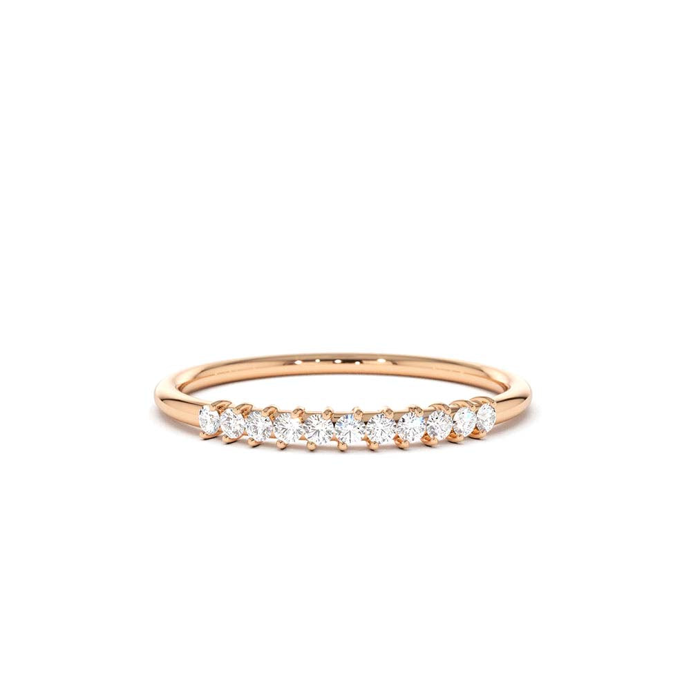 11 Stone Petite Diamond Wedding Band in 14K Gold — view 4