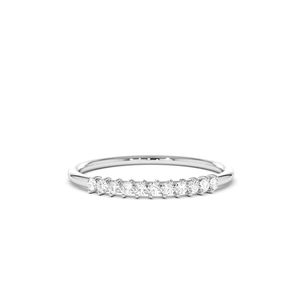 11 Stone Petite Diamond Wedding Band in 14K Gold — view 3