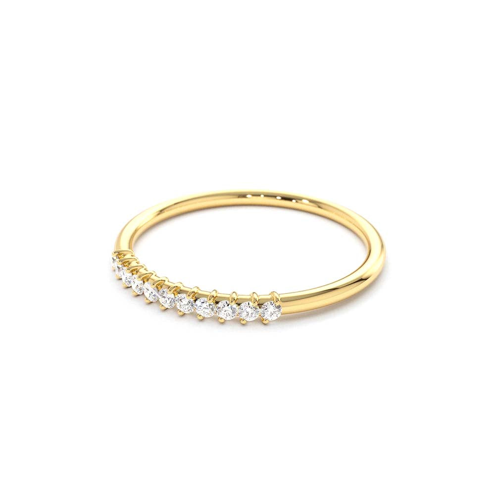 11 Stone Petite Diamond Wedding Band in 14K Gold — view 2