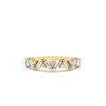Slanted Baguette and Round Diamond Ring in 14K Gold — view 1