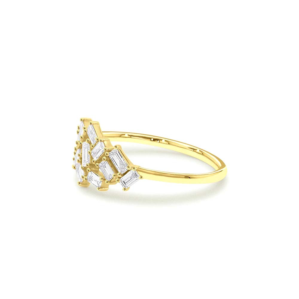 Baguette Diamond Cluster Ring in 14K Gold — view 2