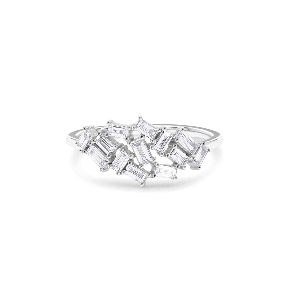 Baguette Diamond Cluster Ring in 14K Gold — view 3