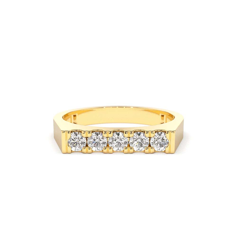 Rectangular Diamond Pinky Ring in 14K Gold — view 1