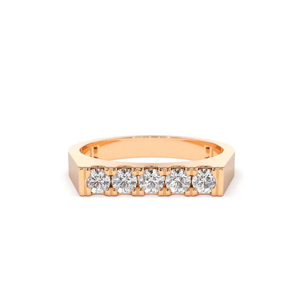Rectangular Diamond Pinky Ring in 14K Gold — view 4