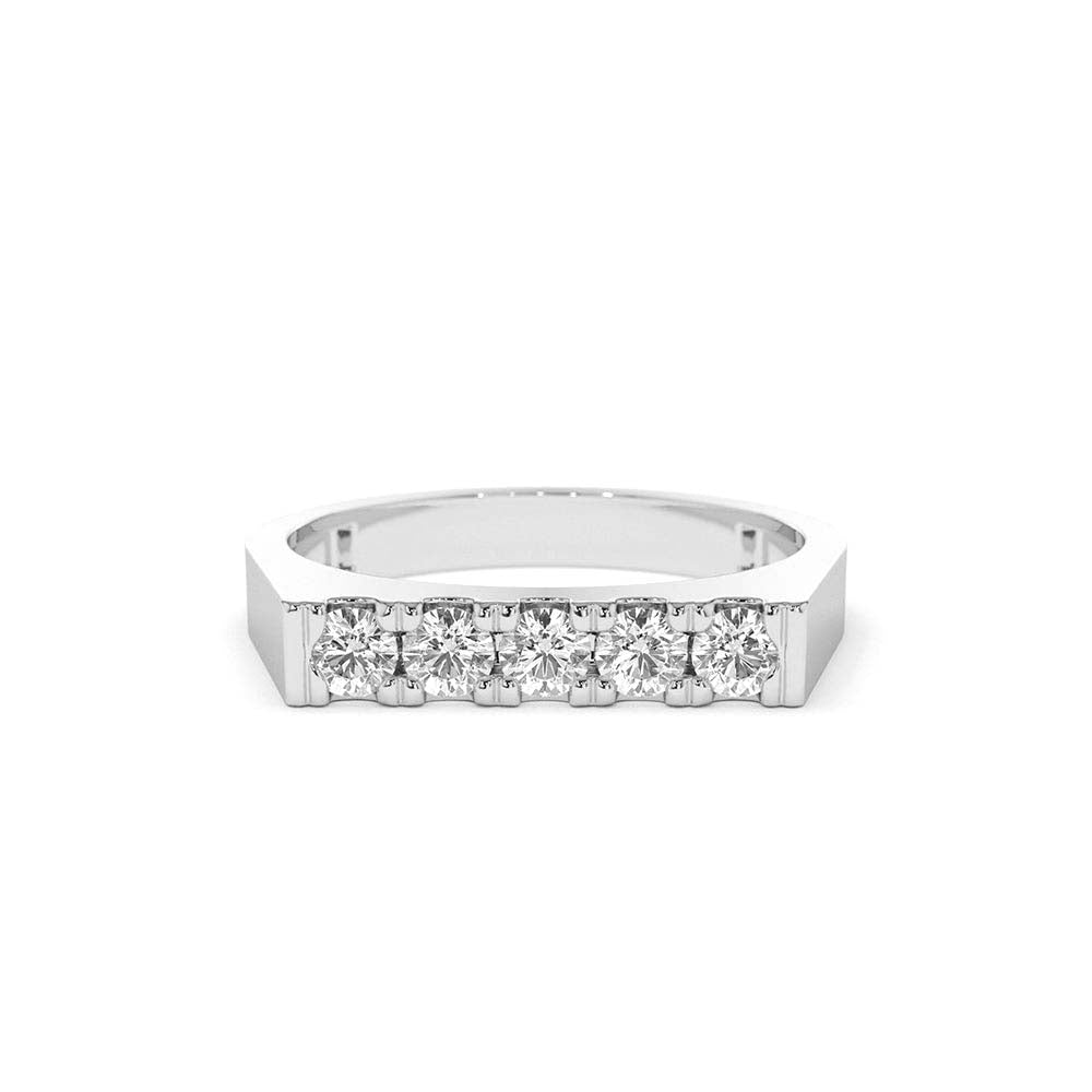 Rectangular Diamond Pinky Ring in 14K Gold — view 3