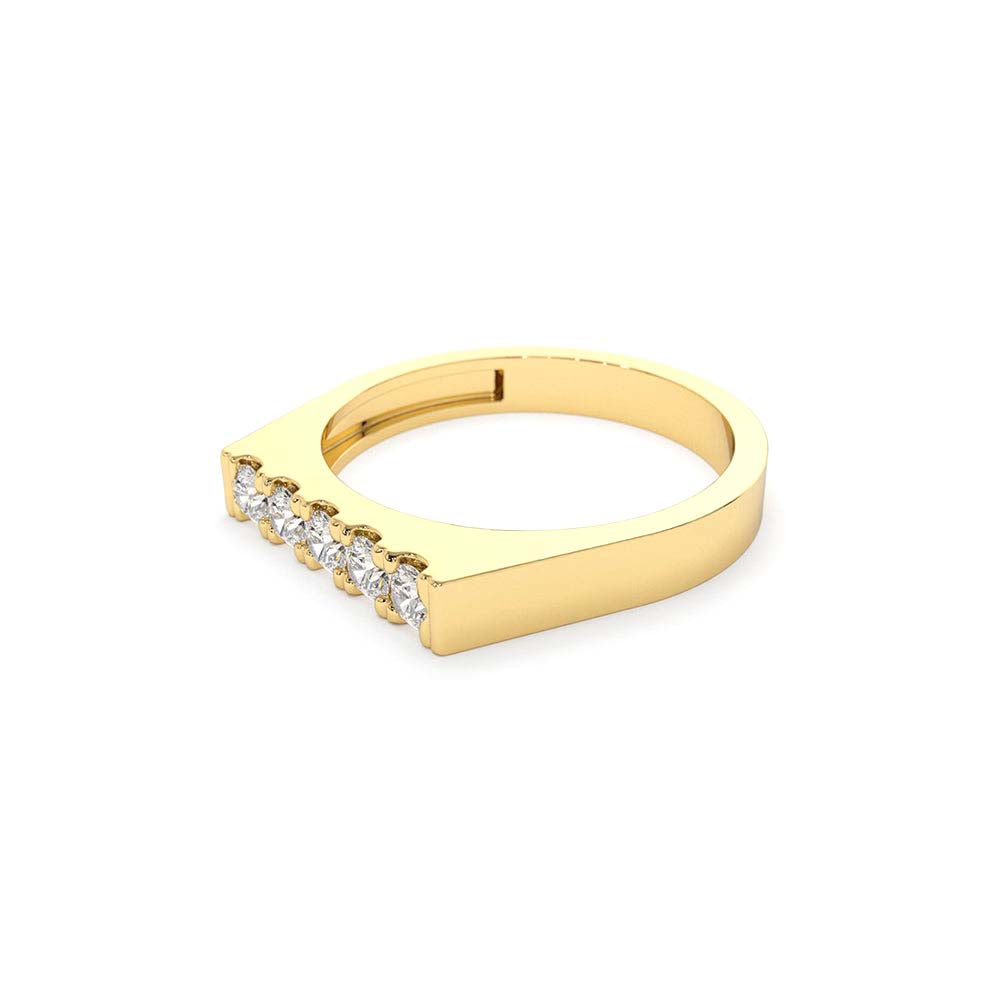 Rectangular Diamond Pinky Ring in 14K Gold — view 2