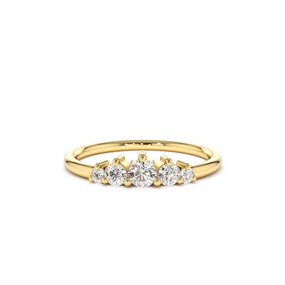 5 Stone Graduating Diamond Wedding Ring in 14K Gold — view 1