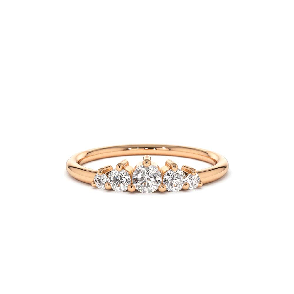 5 Stone Graduating Diamond Wedding Ring in 14K Gold — view 4
