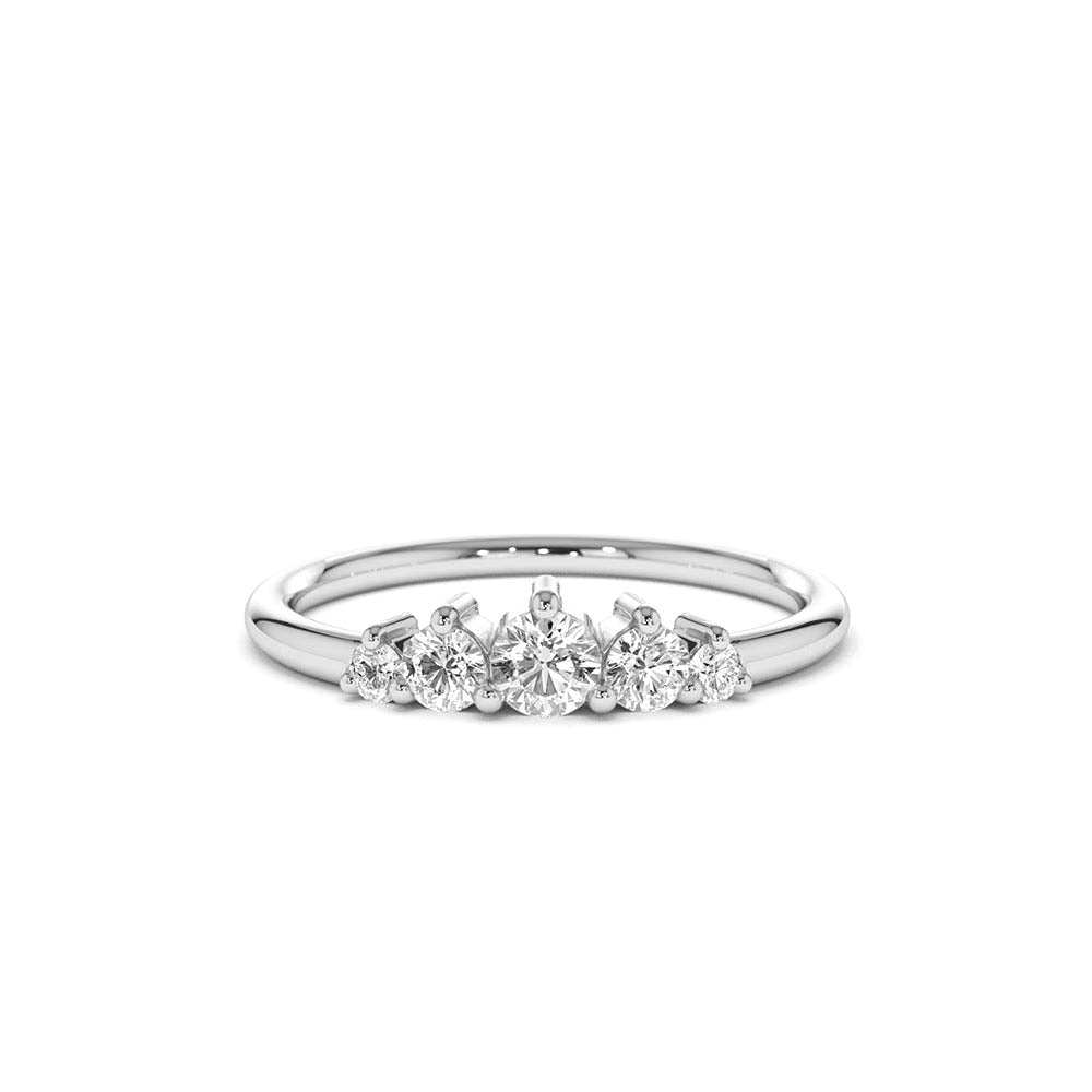 5 Stone Graduating Diamond Wedding Ring in 14K Gold — view 3