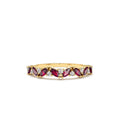 Slanted Ruby and Round Diamond Ring in 14K Gold — view 1