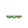 Slanted Emerald and Round Diamond Ring in 14K Gold — view 1
