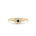 Diamond and Sapphire Evil Eye Ring in 14K Gold — view 1