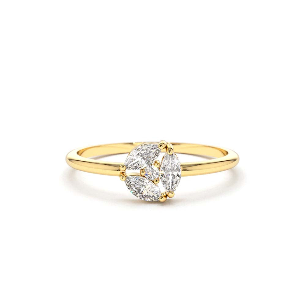 Marquise Diamond Cluster Ring in 14K Gold — view 1