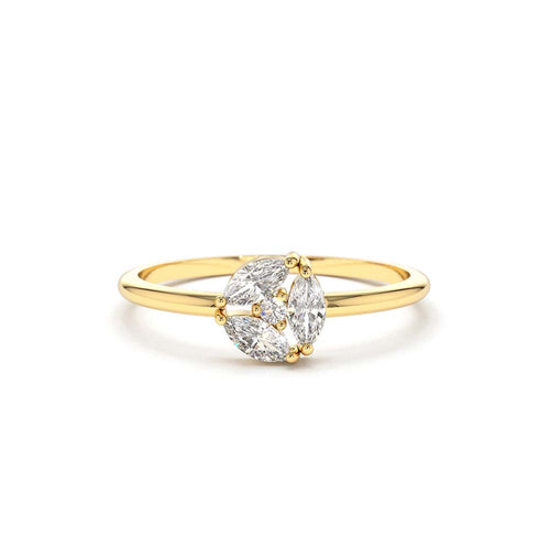 Marquise Diamond Cluster Ring in 14K Gold — view 1