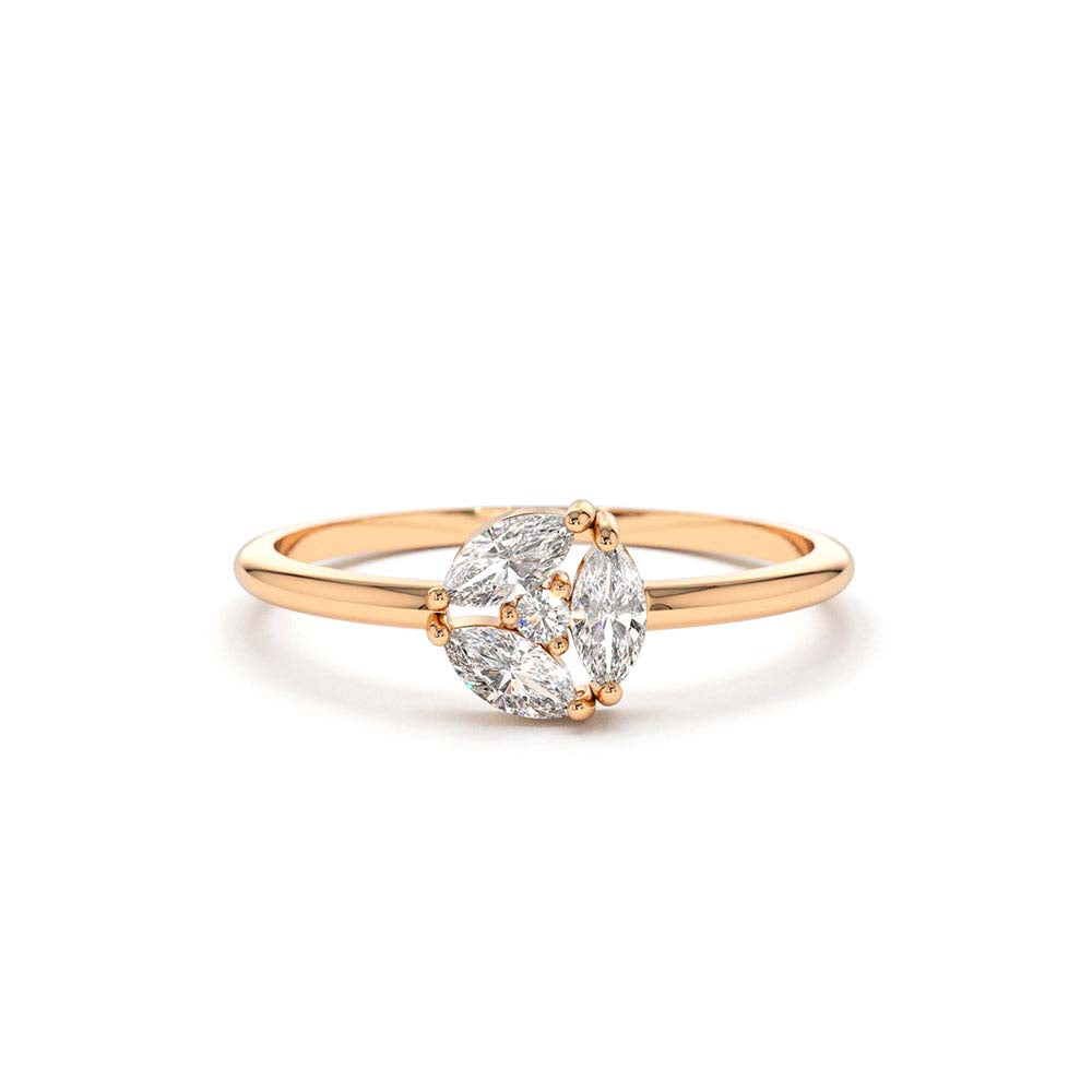 Marquise Diamond Cluster Ring in 14K Gold — view 5