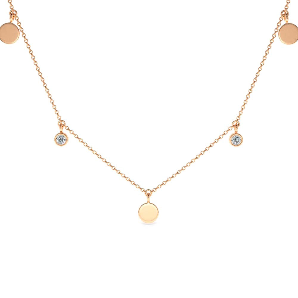 Dangling Diamond Disc Necklace in 14K Gold — view 3