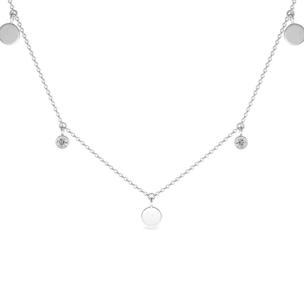 Dangling Diamond Disc Necklace in 14K Gold — view 2
