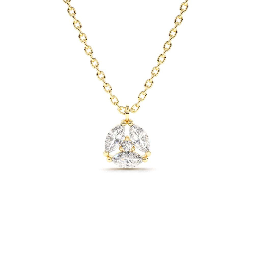 Marquise Diamond Cluster Necklace in 14K Gold — view 1