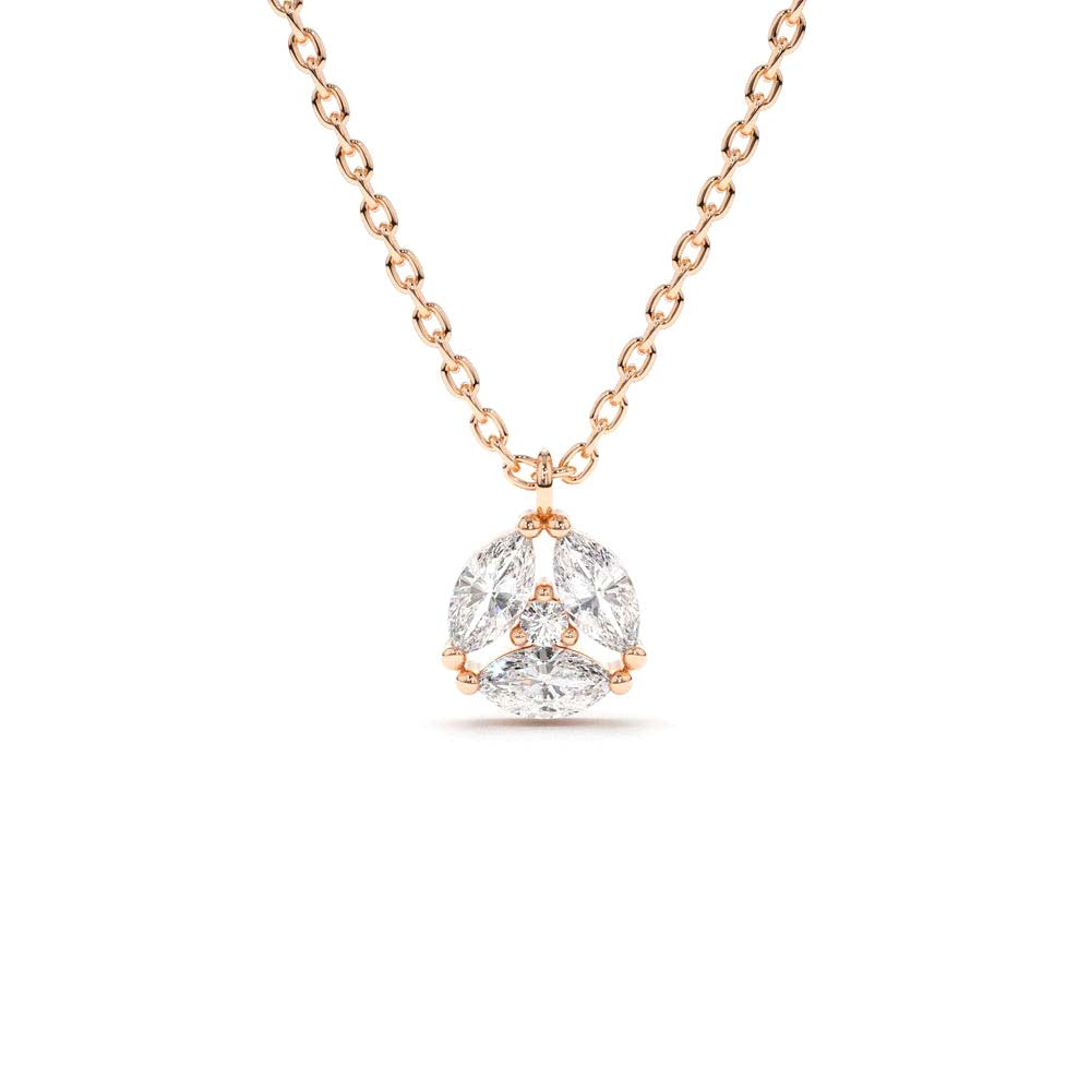 Marquise Diamond Cluster Necklace in 14K Gold — view 4