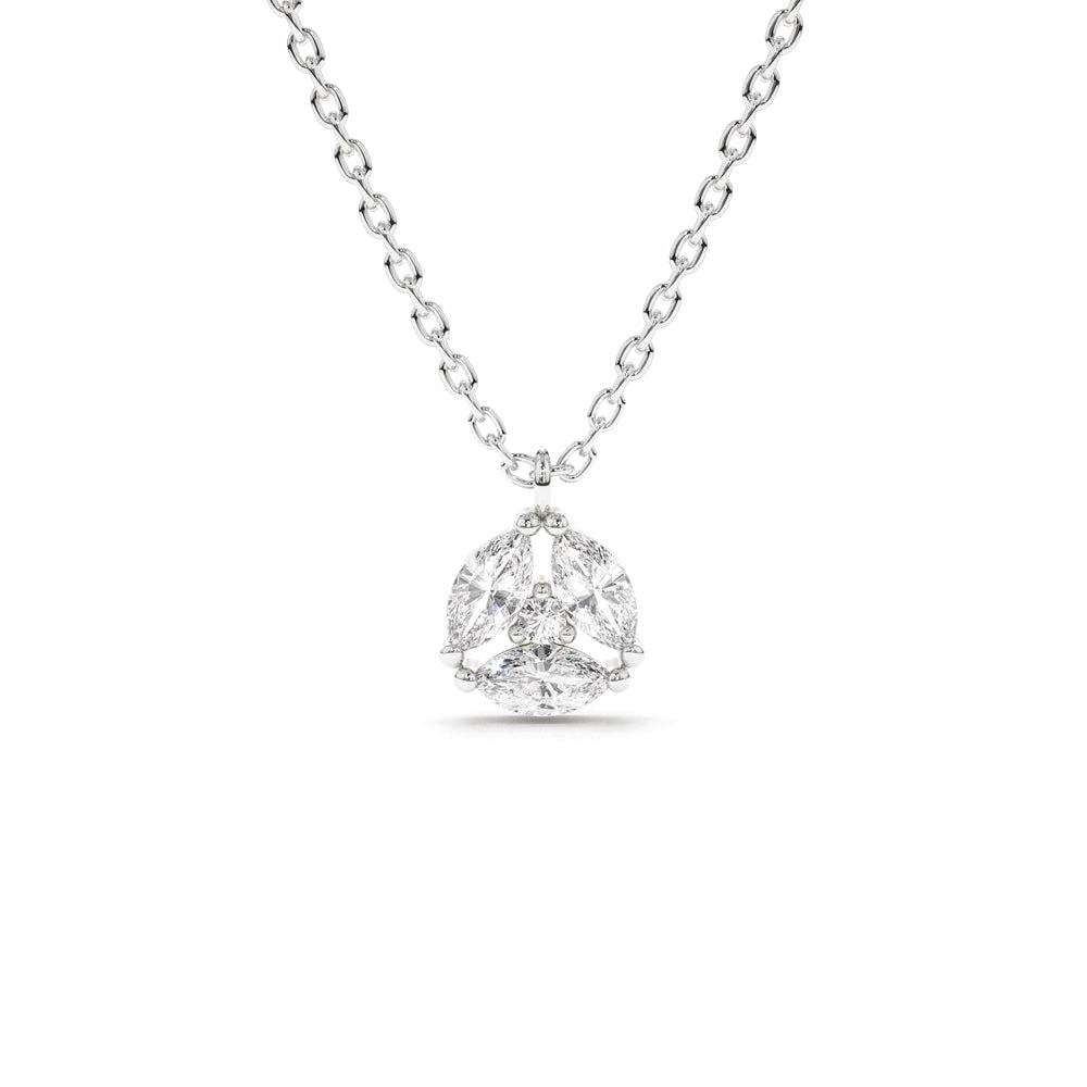 Marquise Diamond Cluster Necklace in 14K Gold — view 3