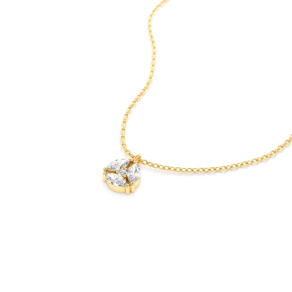 Marquise Diamond Cluster Necklace in 14K Gold — view 2