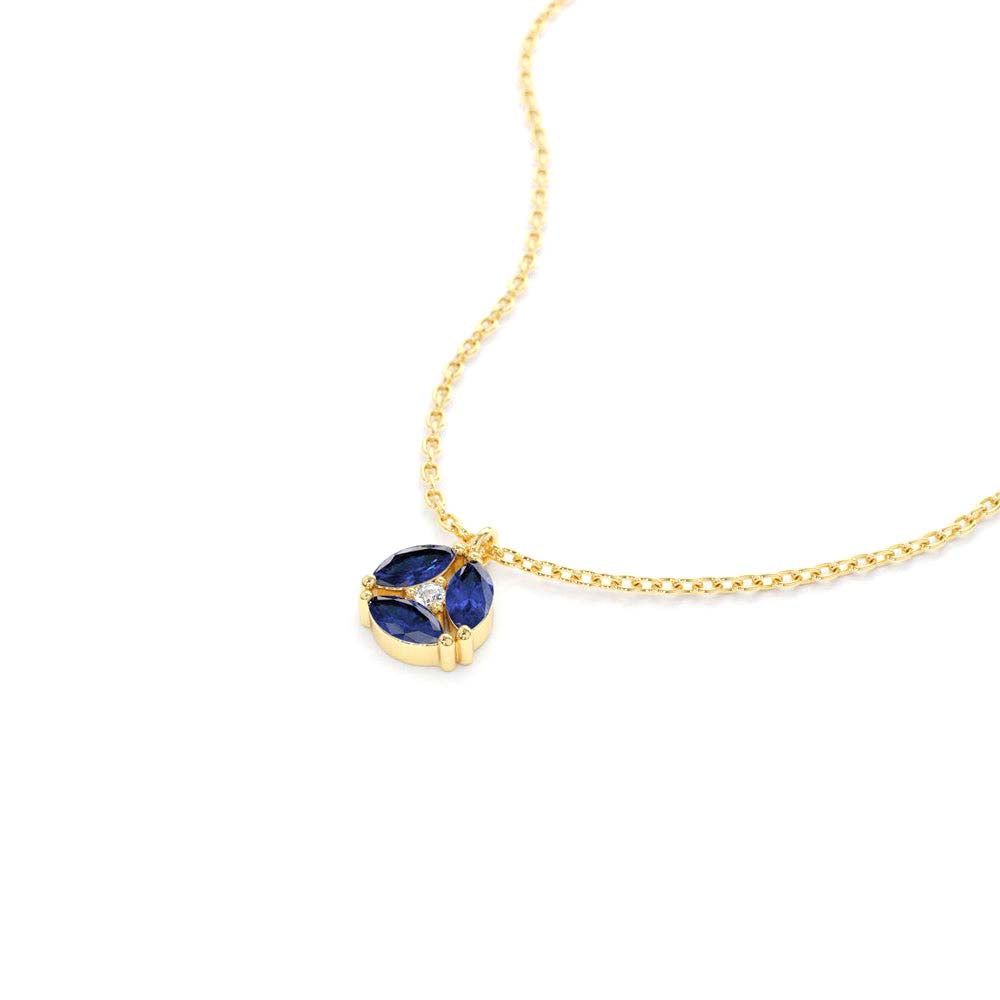Marquise Sapphire Cluster Necklace in 14K Gold — view 2
