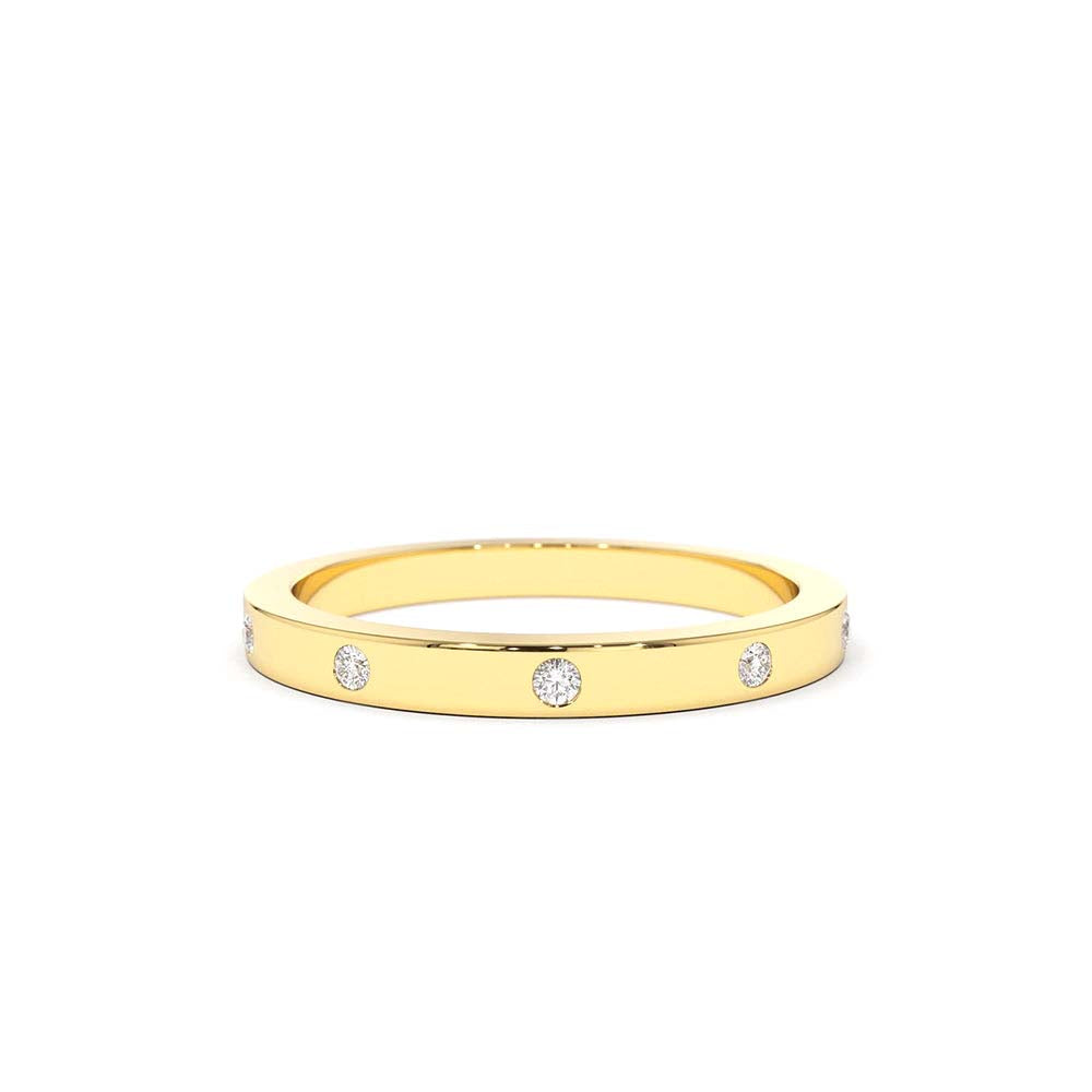 Burnish Set Diamond Wedding Ring in 14K Gold — view 1