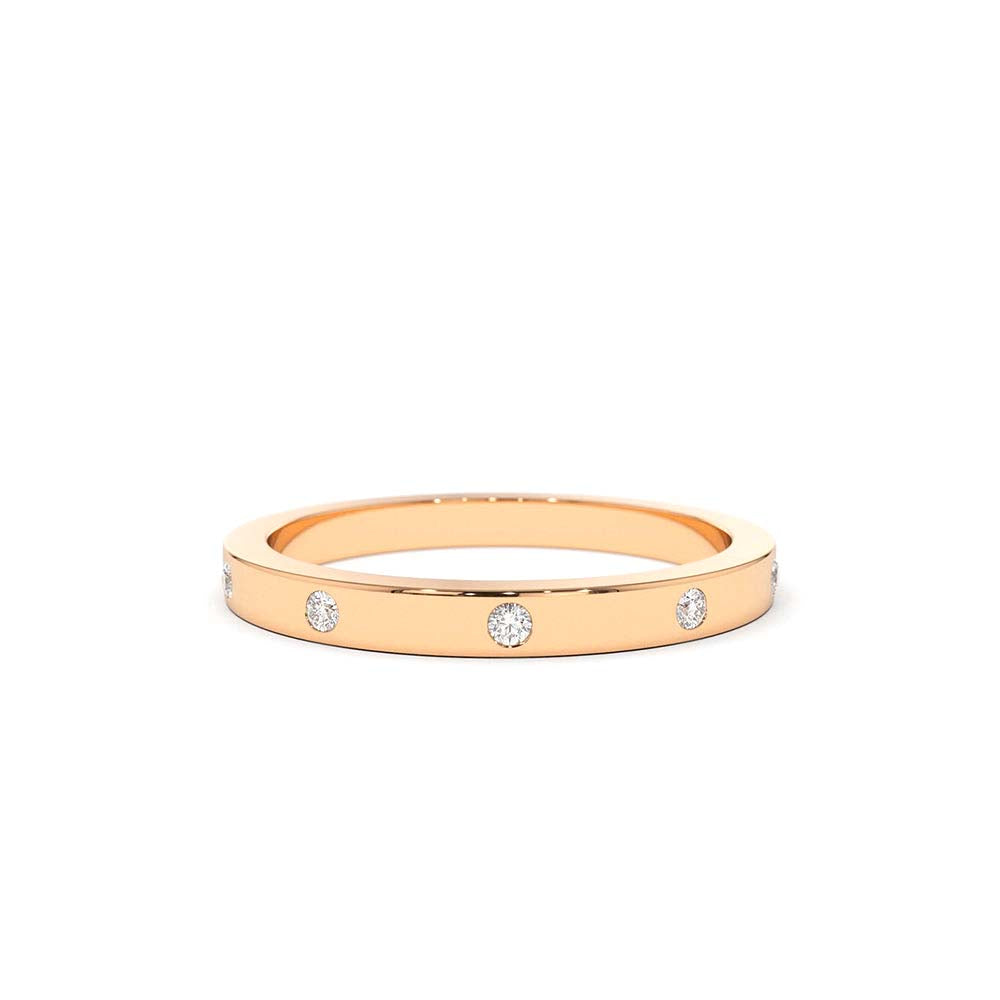 Burnish Set Diamond Wedding Ring in 14K Gold — view 4