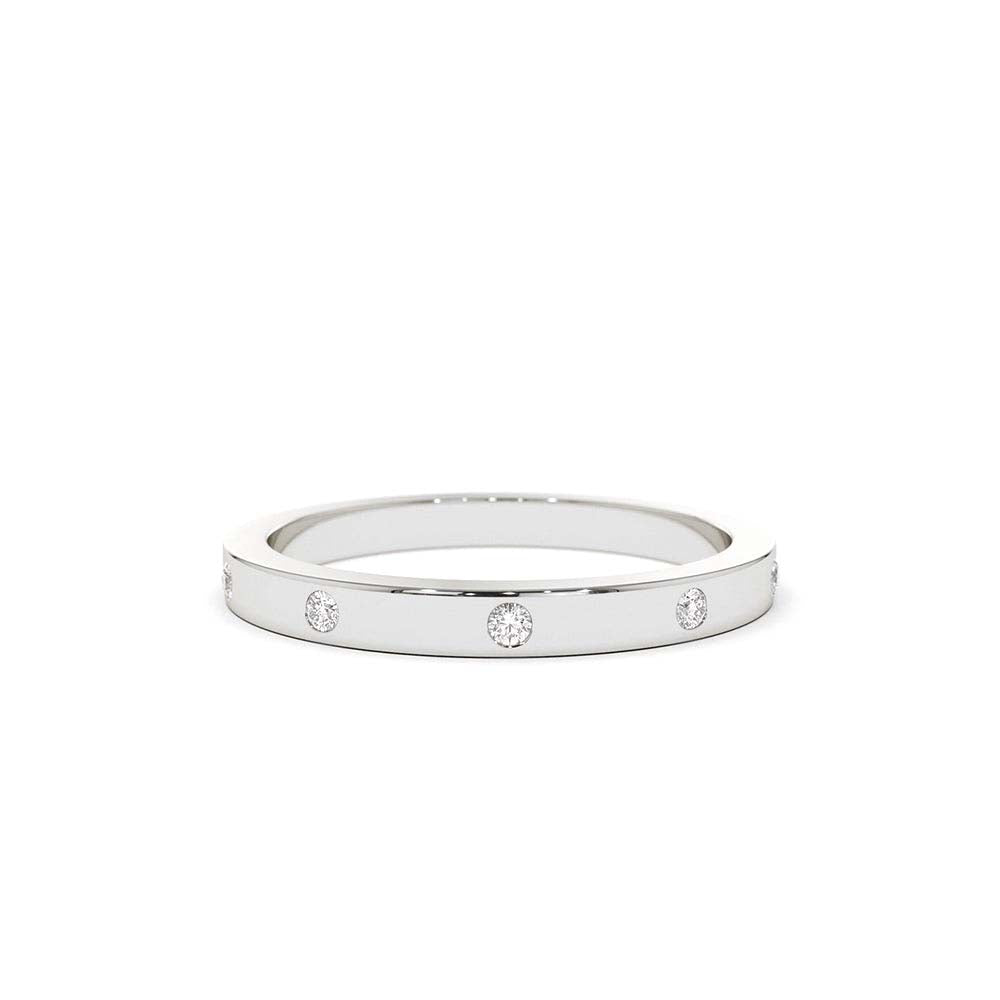 Burnish Set Diamond Wedding Ring in 14K Gold — view 3