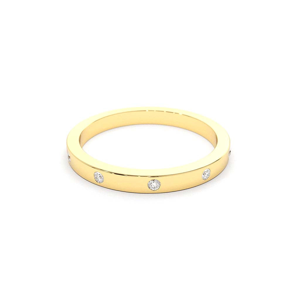 Burnish Set Diamond Wedding Ring in 14K Gold — view 2