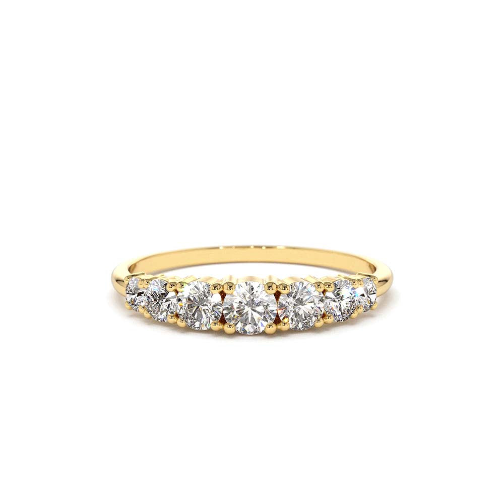 7 Stone Diamond Graduated Wedding Ring in 14K Gold — view 1