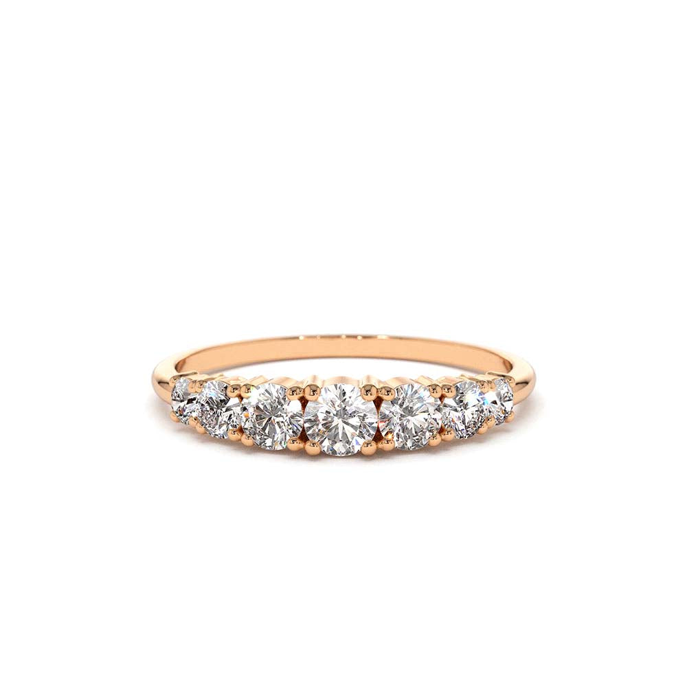7 Stone Diamond Graduated Wedding Ring in 14K Gold — view 4
