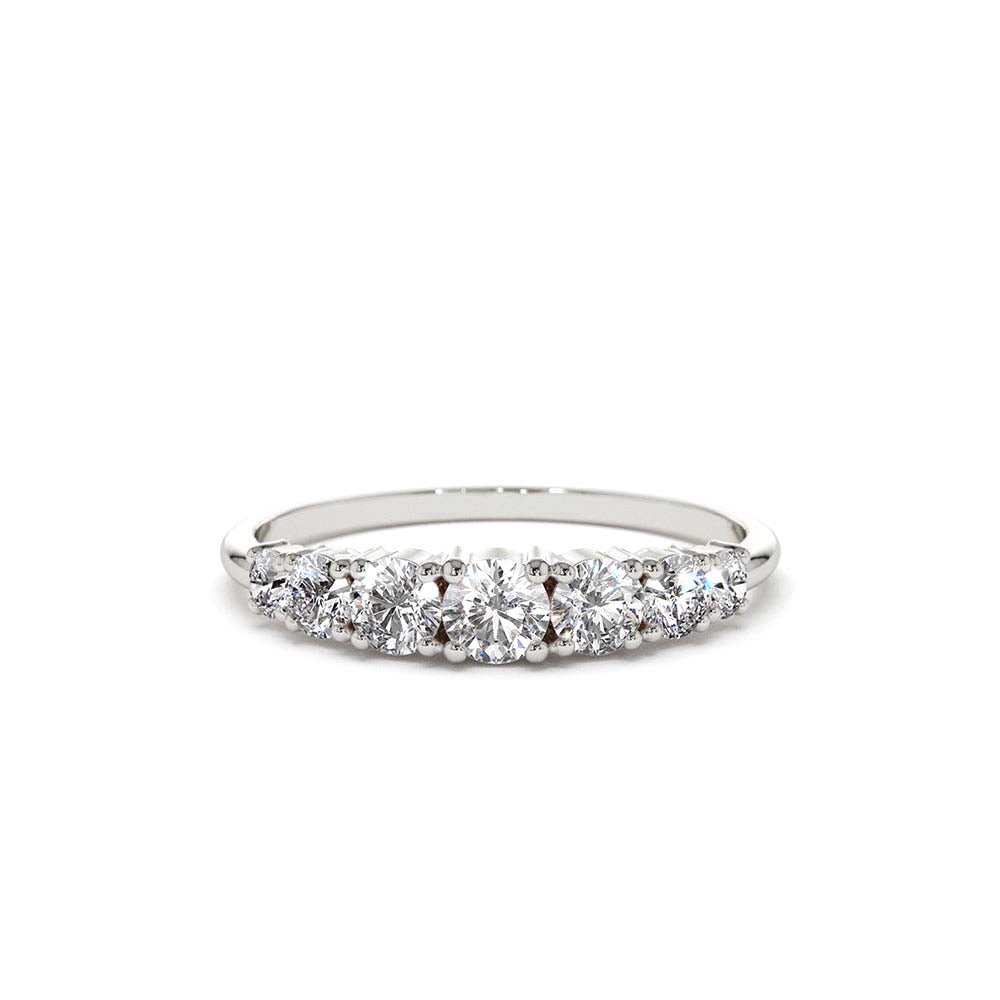 7 Stone Diamond Graduated Wedding Ring in 14K Gold — view 3