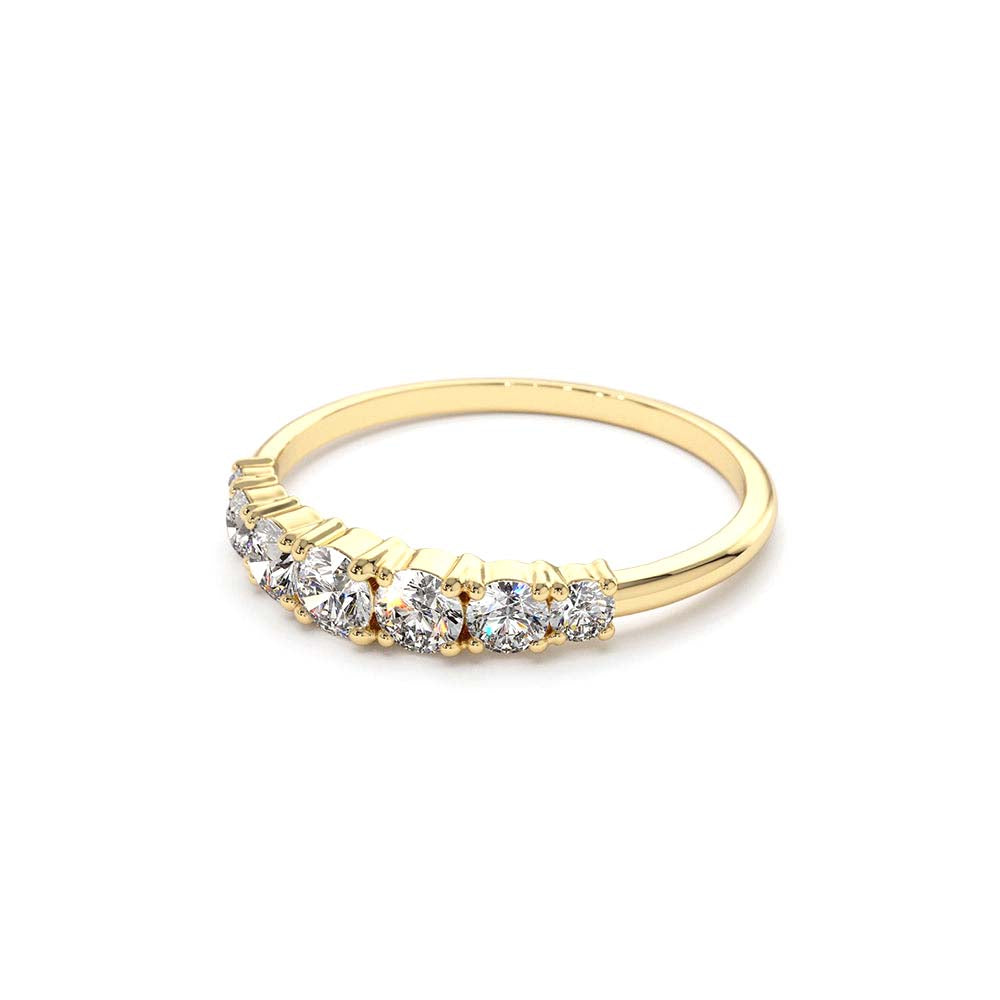 7 Stone Diamond Graduated Wedding Ring in 14K Gold — view 2