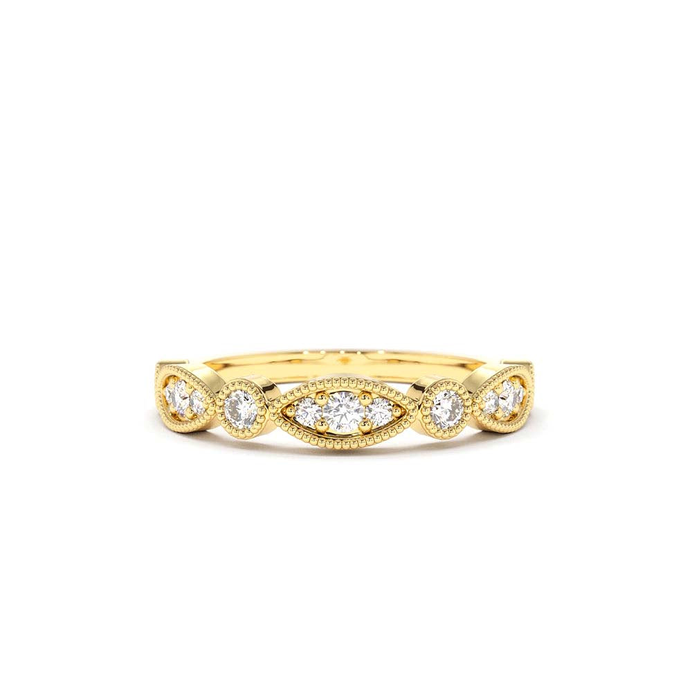 Vintage Style Diamond Wedding Ring in 14K Gold — view 1