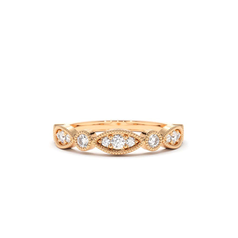 Vintage Style Diamond Wedding Ring in 14K Gold — view 5